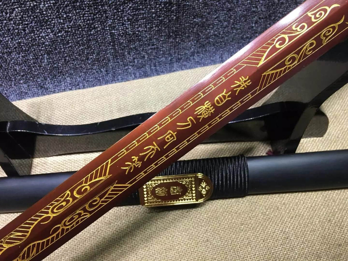 Qin jian,High carbon steel blade,Black scabbard,Alloy fitting,Feng shui - Chinese sword shop