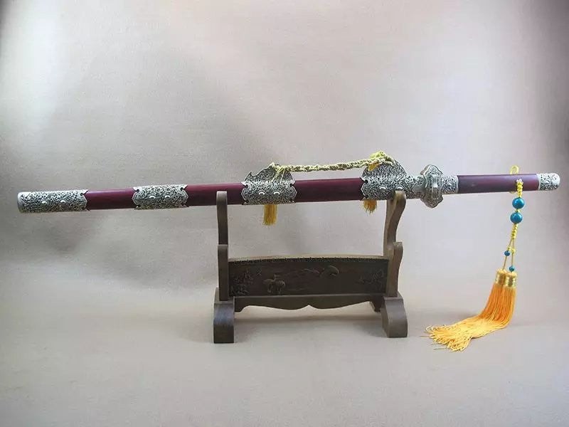 Tang jian/Damascus steel blade,Wood scabbard,Copper fitting - Chinese sword shop