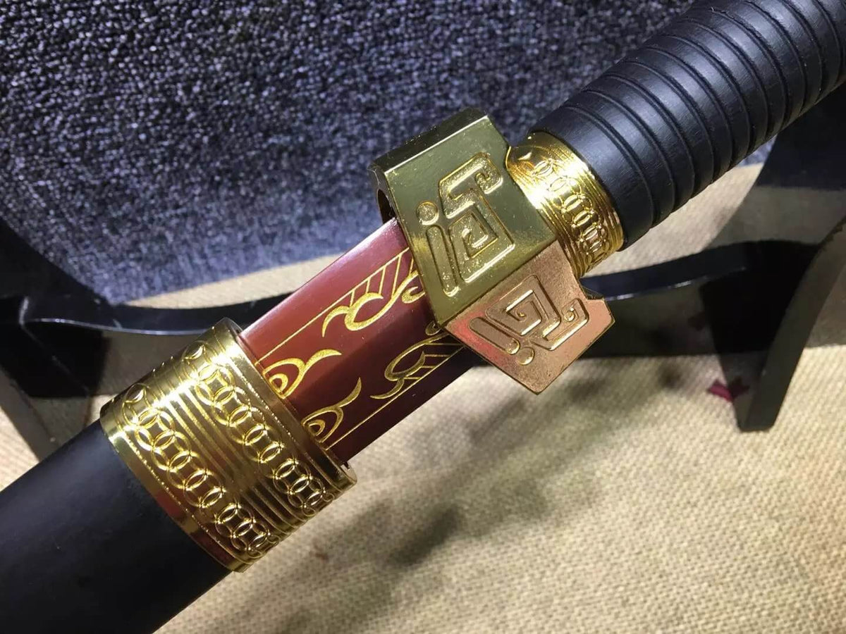 Qin jian,High carbon steel blade,Black scabbard,Alloy fitting,Feng shui - Chinese sword shop