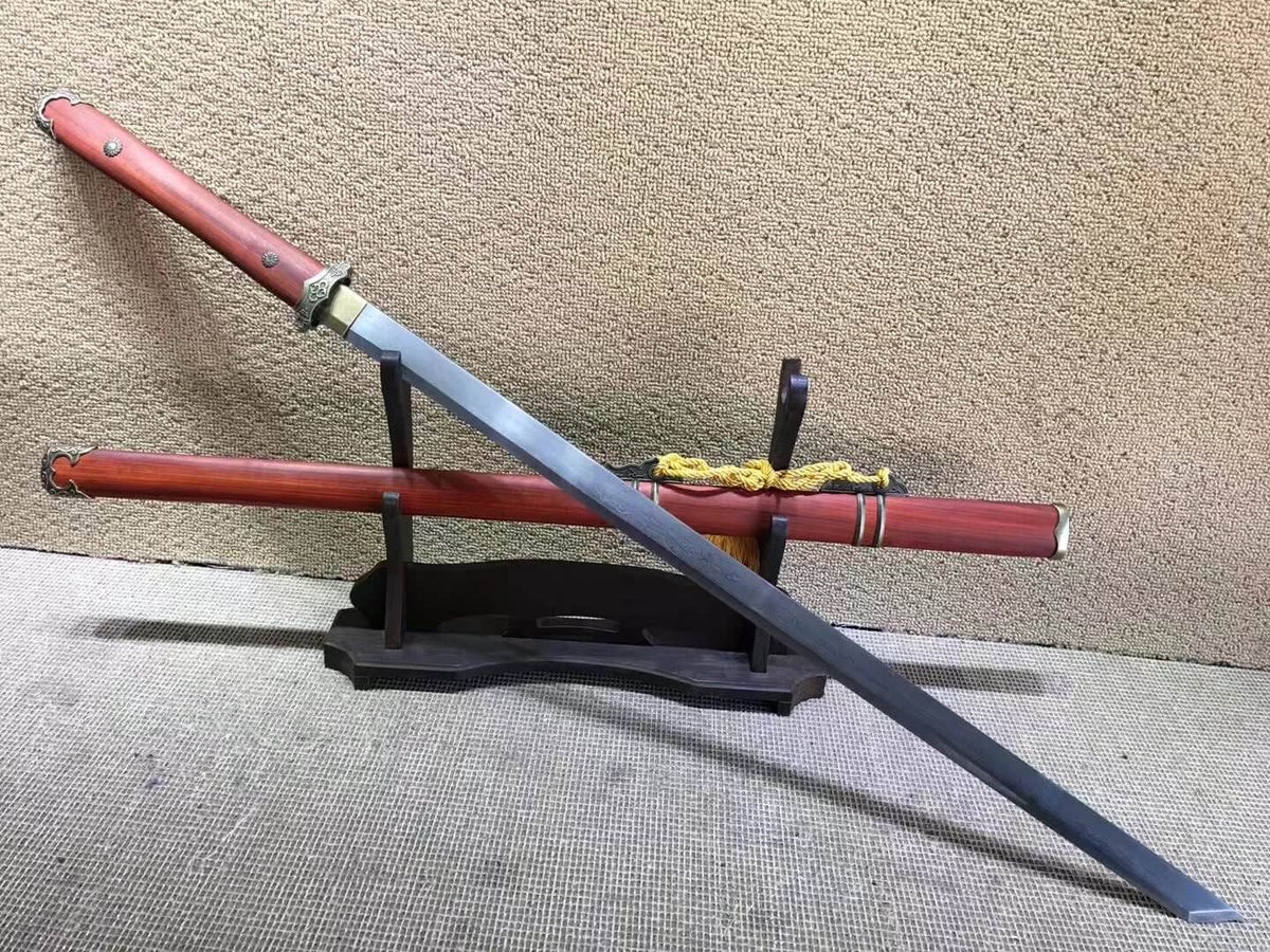 Tang dao,Damascus steel blade,Redwood scabbard,Alloy fitings,Full tang - Chinese sword shop