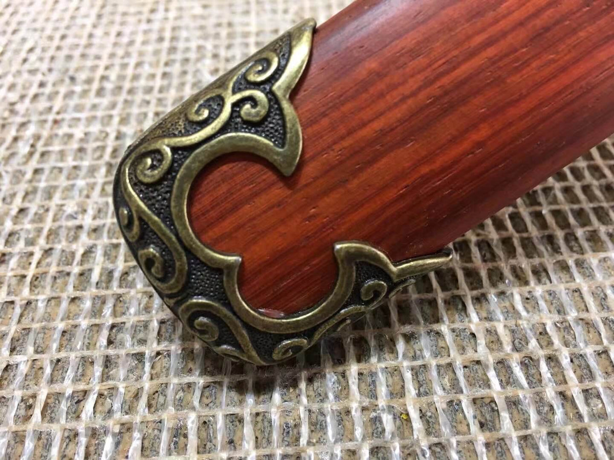 Tang dao,Damascus steel blade,Redwood scabbard,Alloy fitings,Full tang - Chinese sword shop