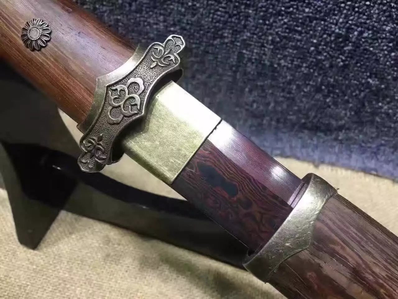 Tang dao,Handmade sword,Folding steel,Rosewood,Alloy,Full tang,Length 28" - Chinese sword shop