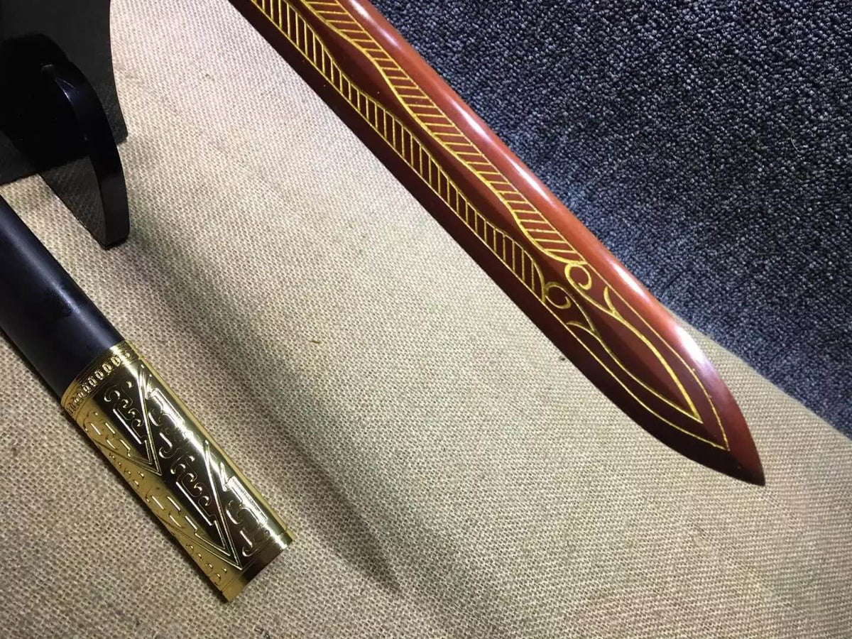 Qin jian,High carbon steel blade,Black scabbard,Alloy fitting,Feng shui - Chinese sword shop