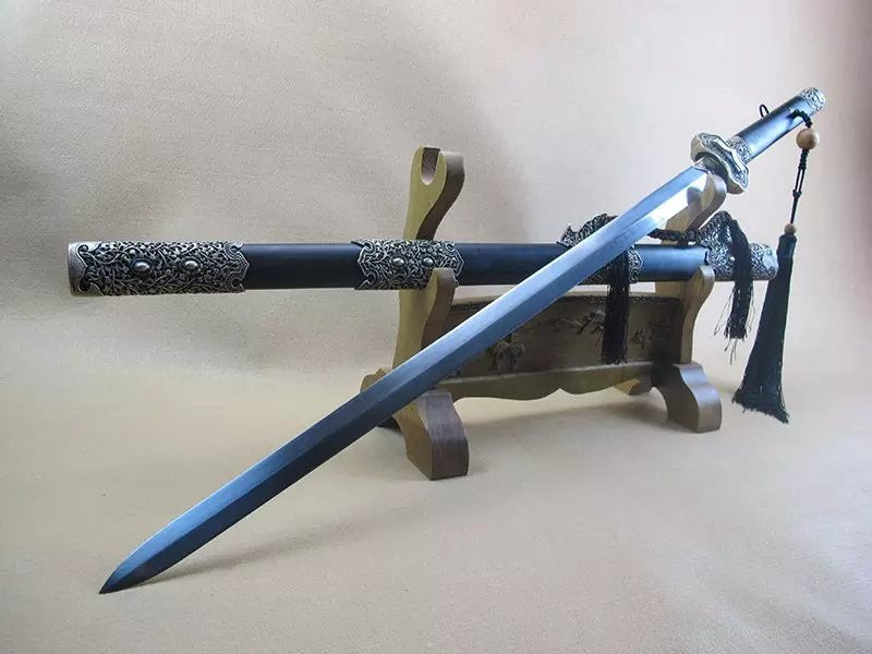 Tang jian/Damascus steel blade,Wood scabbard,Copper fitting - Chinese sword shop