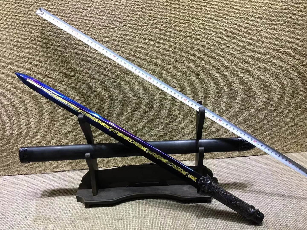 lion sword,High carbon steel blue blade,Black scabbard,Alloy fitting - Chinese sword shop