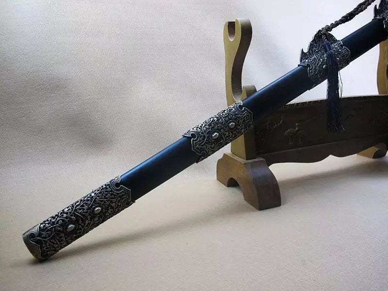 Tang jian/Damascus steel blade,Wood scabbard,Copper fitting - Chinese sword shop