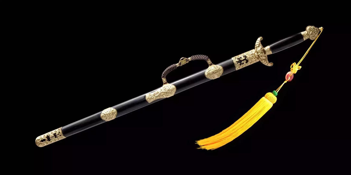 Qing Dynasty sword,Damascus steel,Ebony scabbard,Copper fitting,Length 39 inch - Chinese sword shop