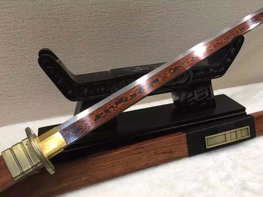 Han sword,Damascus steel blade,Acid branch wood scabbard,Alloy fittings - Chinese sword shop