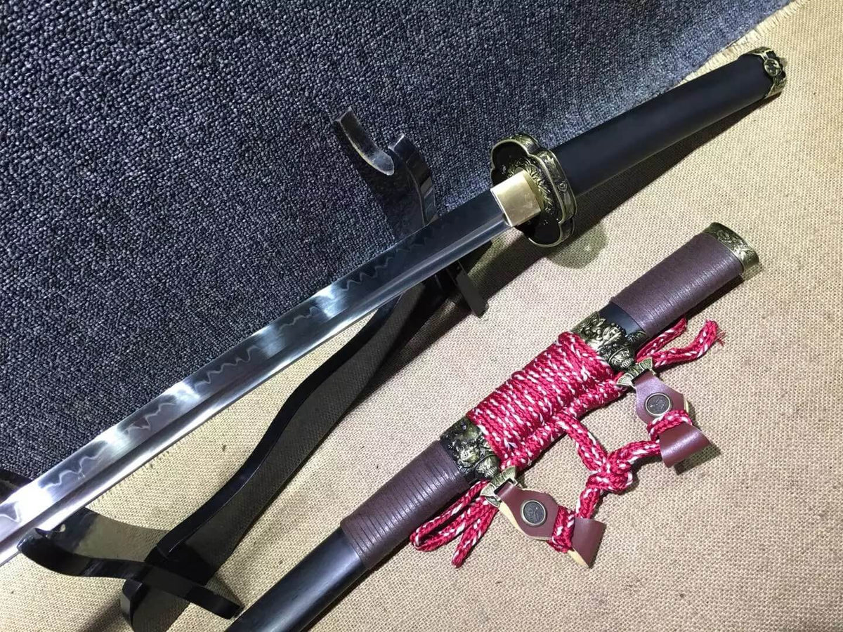 Nihontou,tachi sword(High carbon steel blade,Black wood,Alloy)Full tang - Chinese sword shop