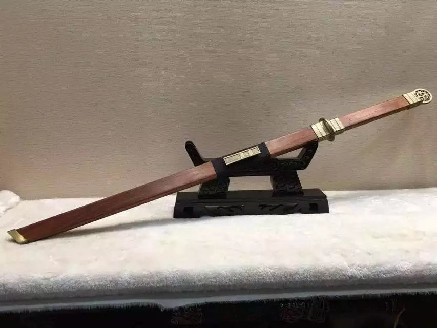 Han sword,Damascus steel blade,Acid branch wood scabbard,Alloy fittings - Chinese sword shop