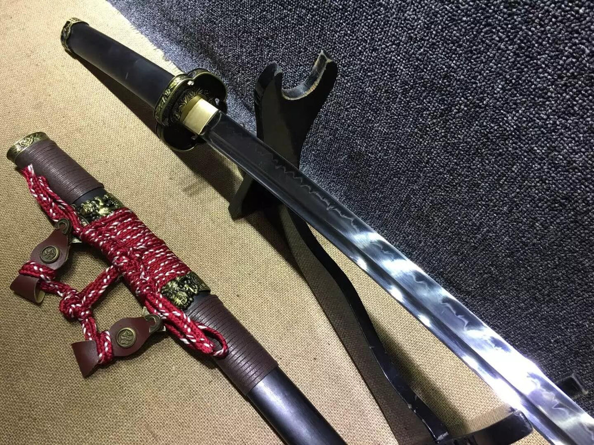 Nihontou,tachi sword(High carbon steel blade,Black wood,Alloy)Full tang - Chinese sword shop