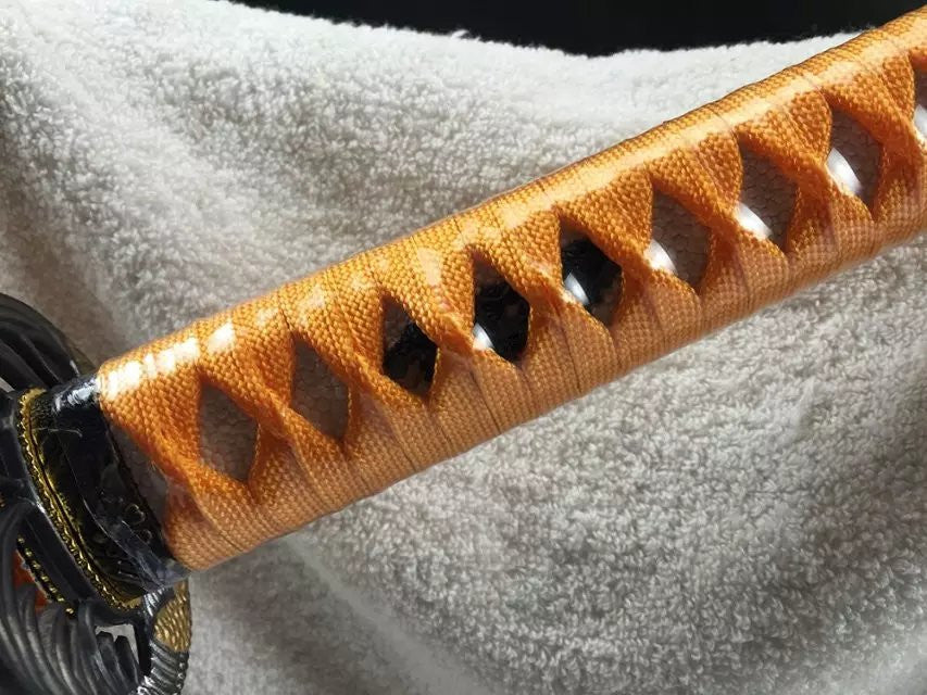 Katana,Nihontou,Medium carbon steel,Golden scabbard,Alloy fitting,Full tang,Length 39 inch - Chinese sword shop