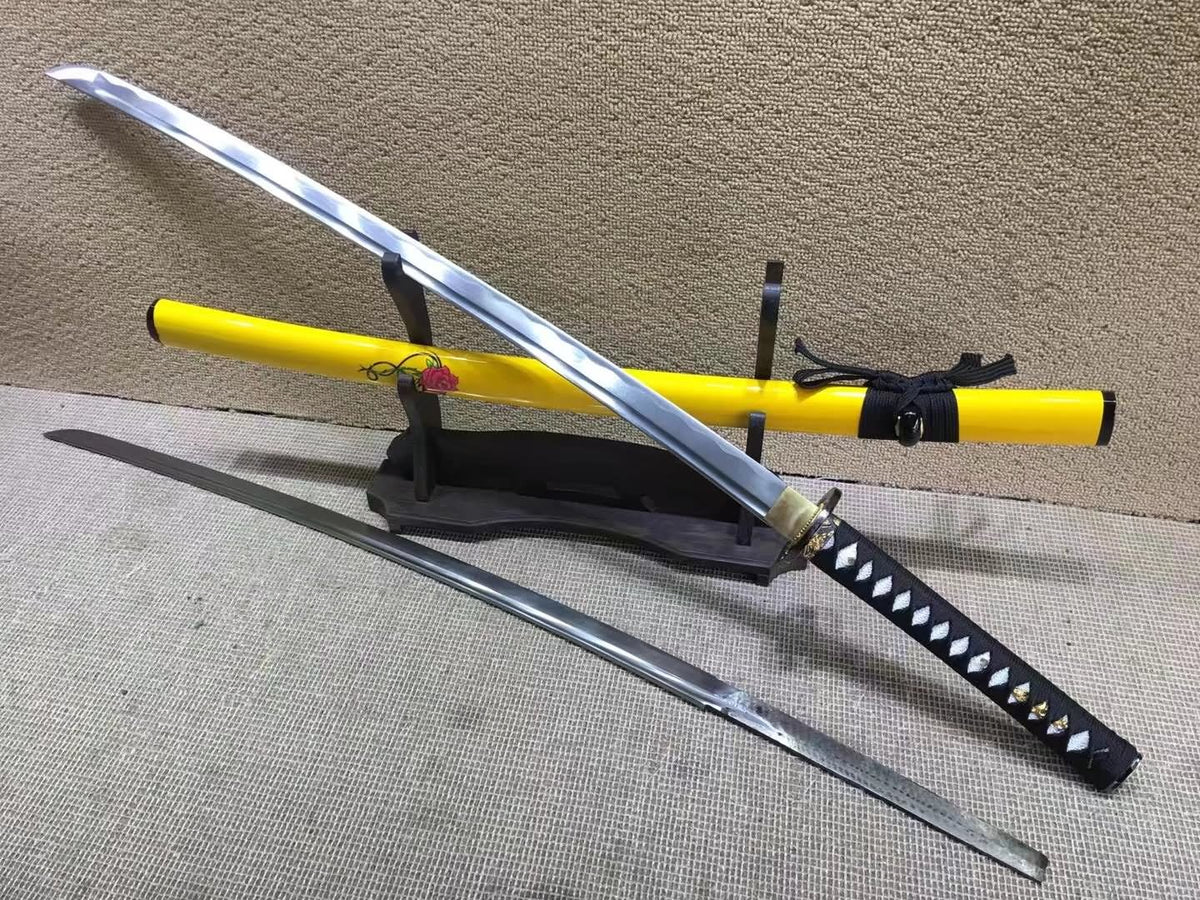 katana(Medium carbon steel blade,Yellow scabbard,Alloy fitted)Full tang - Chinese sword shop