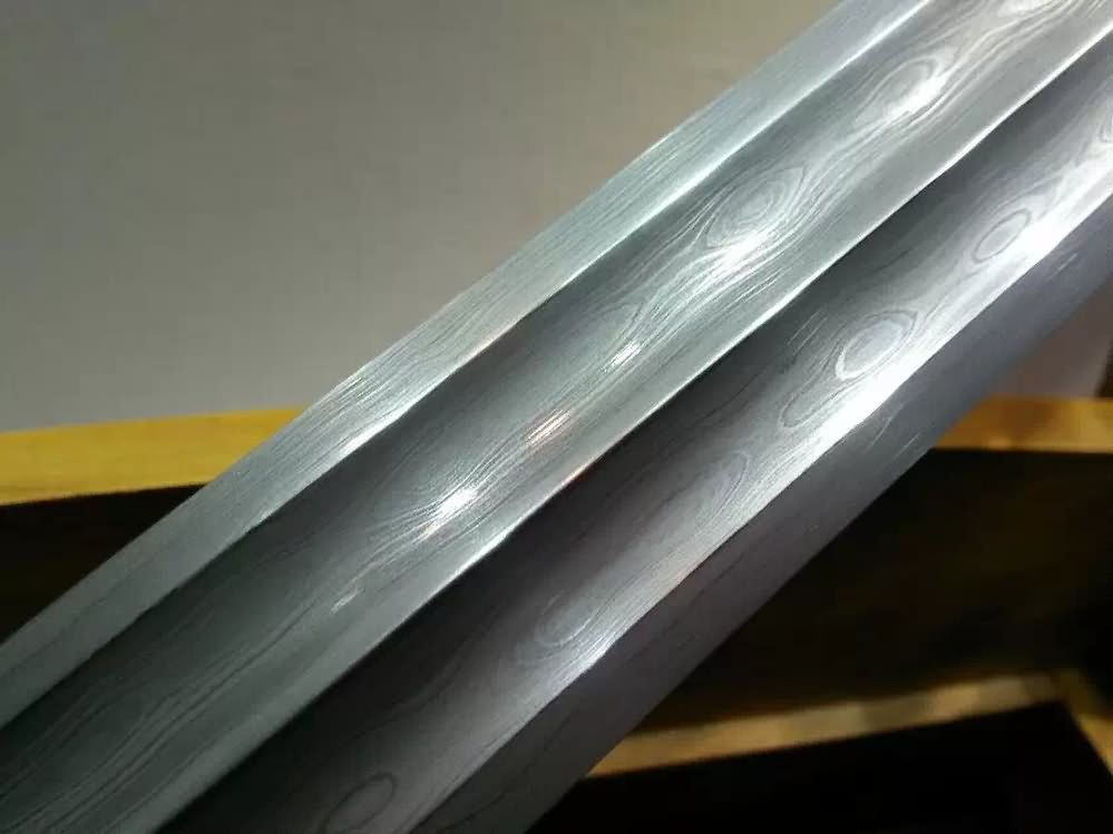 Hyakuhisa sword(Damascus steel bade,Black scabbard,Brass fittings)Length 29" - Chinese sword shop