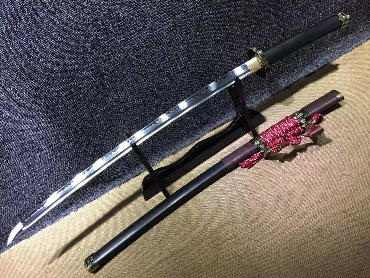 Nihontou,tachi sword(High carbon steel blade,Black wood,Alloy)Full tang - Chinese sword shop