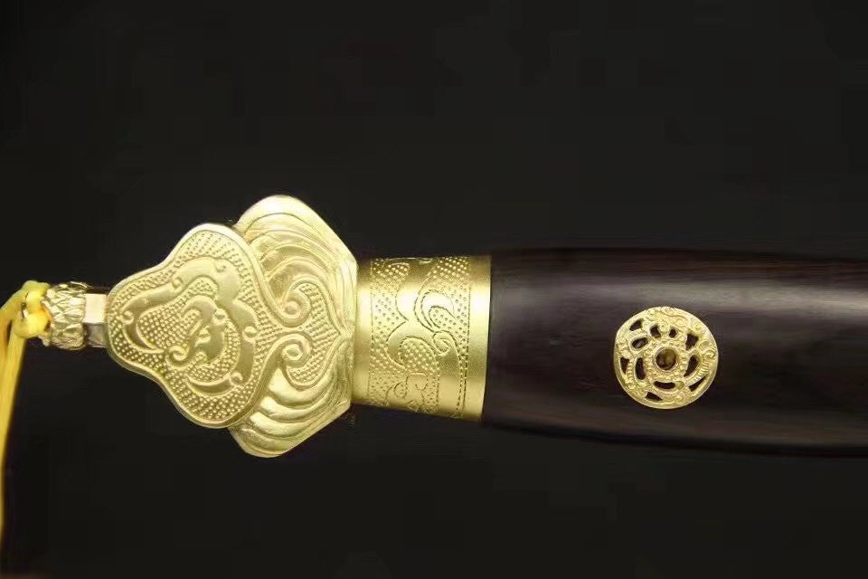 Manual sword,Folded steel,Ebony scabbard,Copper fitting,Full tang - Chinese sword shop
