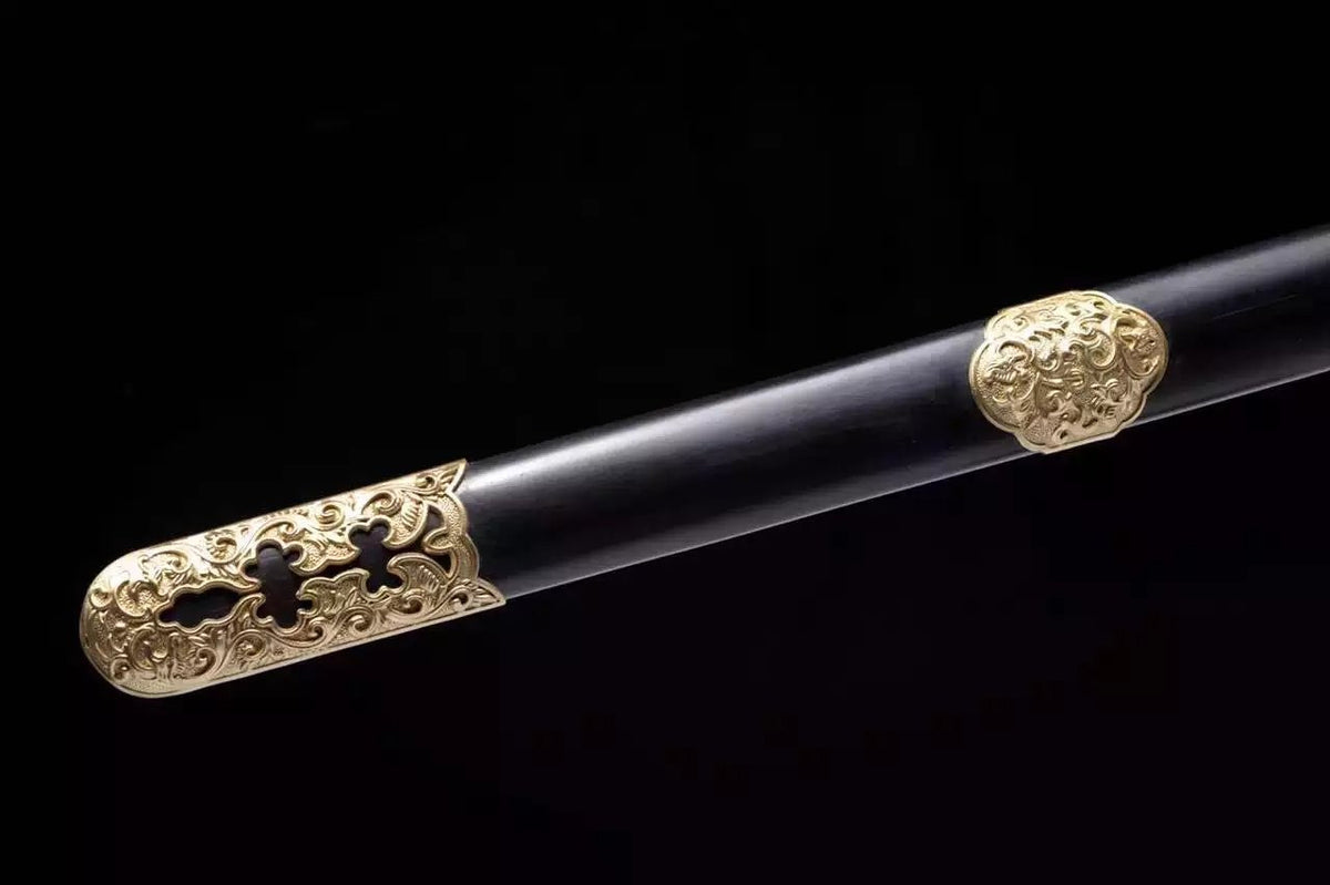 Qing Dynasty sword,Damascus steel,Ebony scabbard,Copper fitting,Length 39 inch - Chinese sword shop
