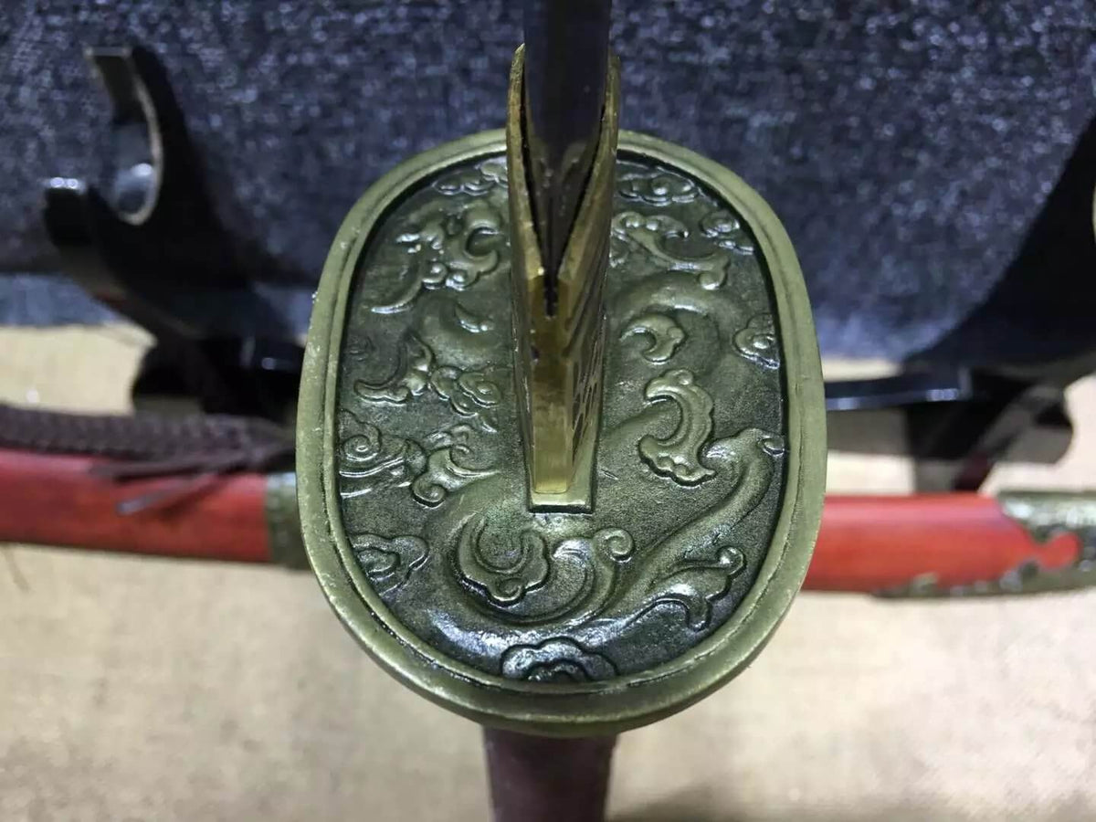 Broadsword,Damascus steel red blade,Red scabbard,Alloy fitting - Chinese sword shop