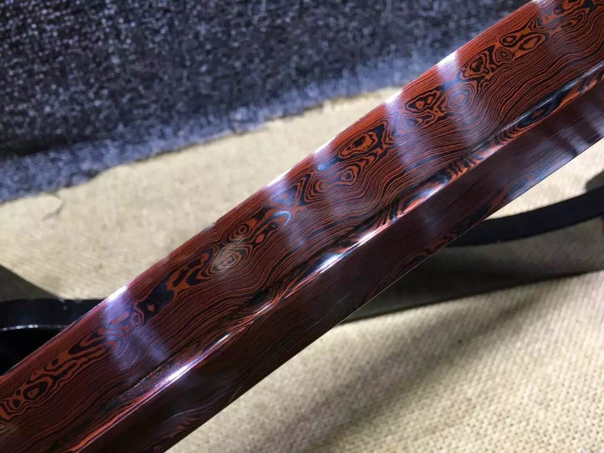 Broadsword,Damascus steel red blade,Red scabbard,Alloy fitting - Chinese sword shop