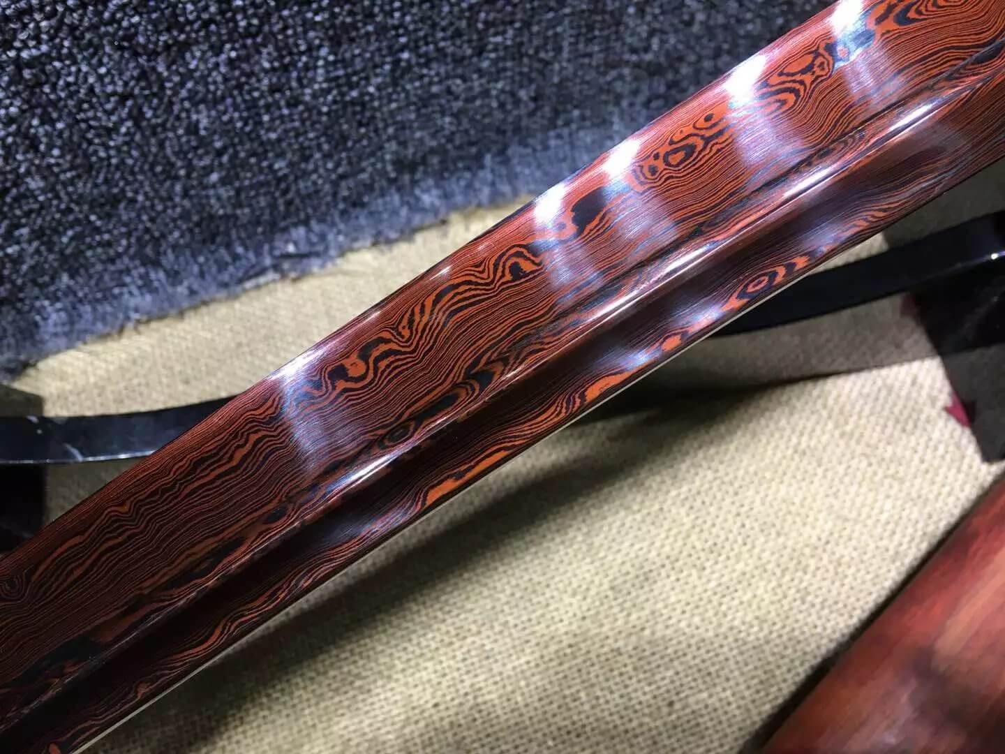 Broadsword,Damascus steel red blade,Red scabbard,Alloy fitting - Chinese sword shop