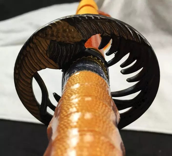 Katana,Nihontou,Medium carbon steel,Golden scabbard,Alloy fitting,Full tang,Length 39 inch - Chinese sword shop
