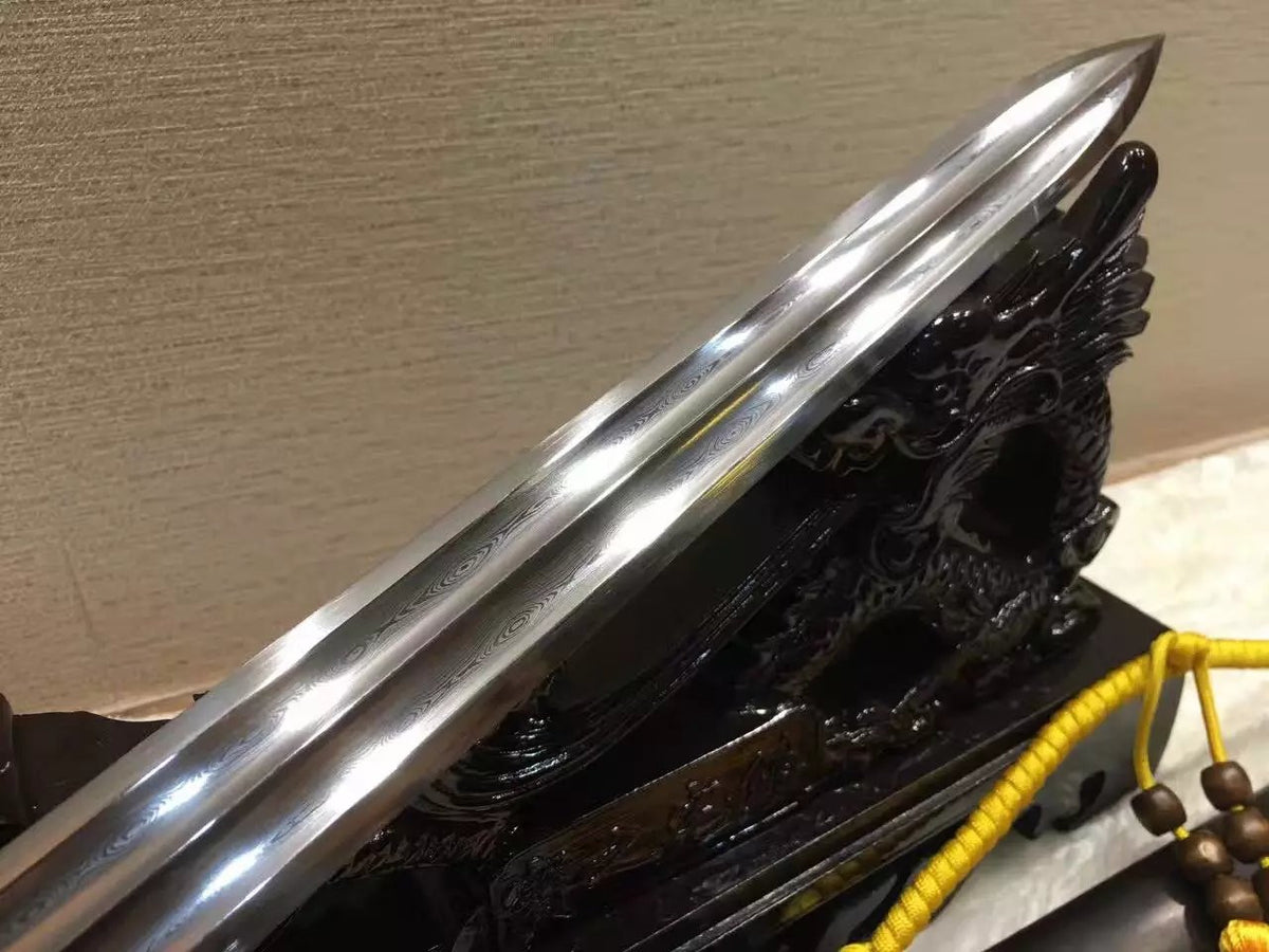 Chinese traditional sword,Damascus steel blade,Ebony,Copper fitting,Length 30" - Chinese sword shop