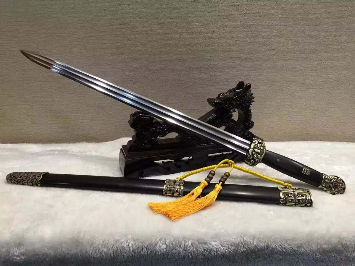 Chinese traditional sword,Damascus steel blade,Ebony,Copper fitting,Length 30" - Chinese sword shop