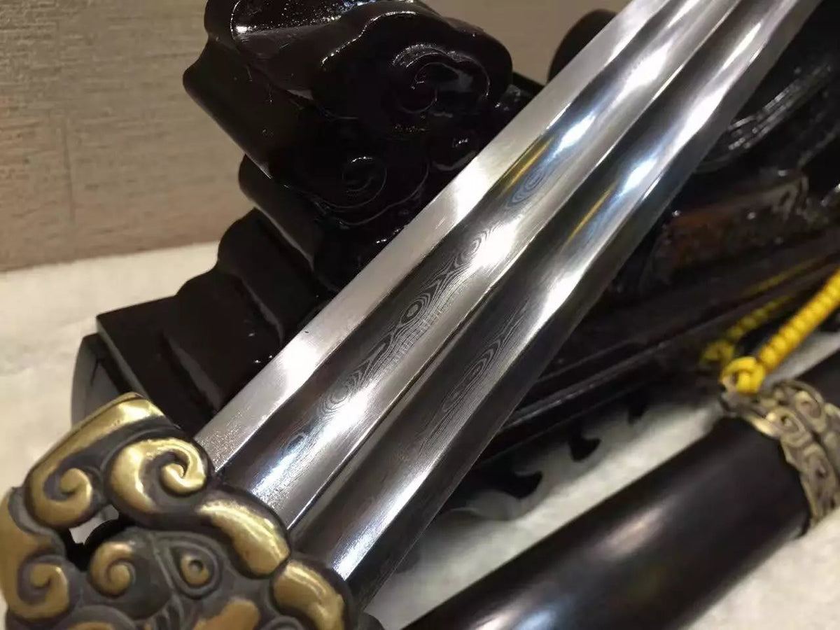 Chinese traditional sword,Damascus steel blade,Ebony,Copper fitting,Length 30" - Chinese sword shop