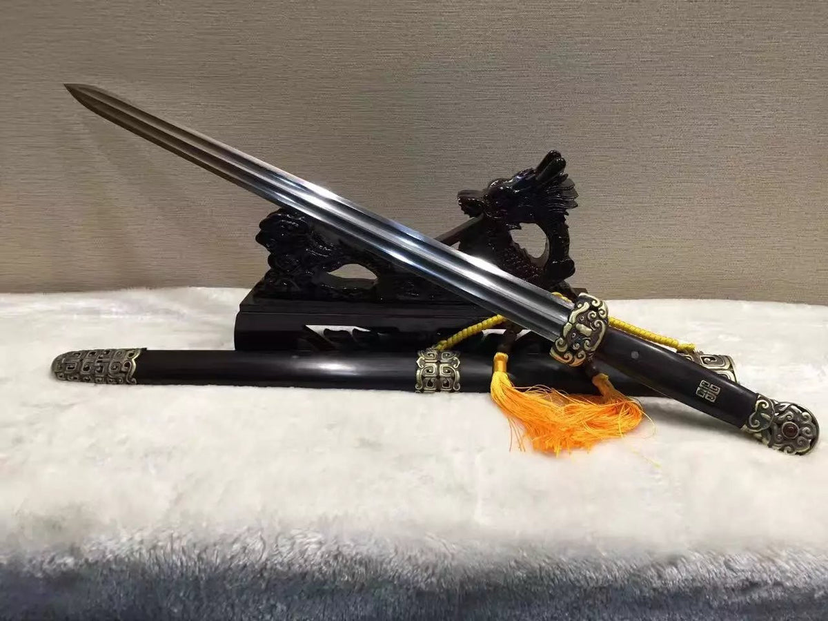 Chinese traditional sword,Damascus steel blade,Ebony,Copper fitting,Length 30" - Chinese sword shop