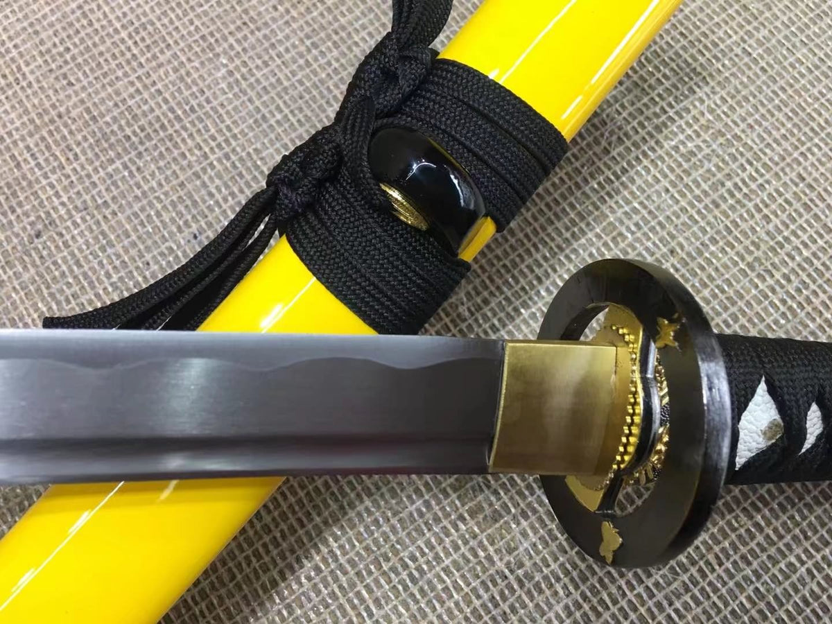 katana(Medium carbon steel blade,Yellow scabbard,Alloy fitted)Full tang - Chinese sword shop