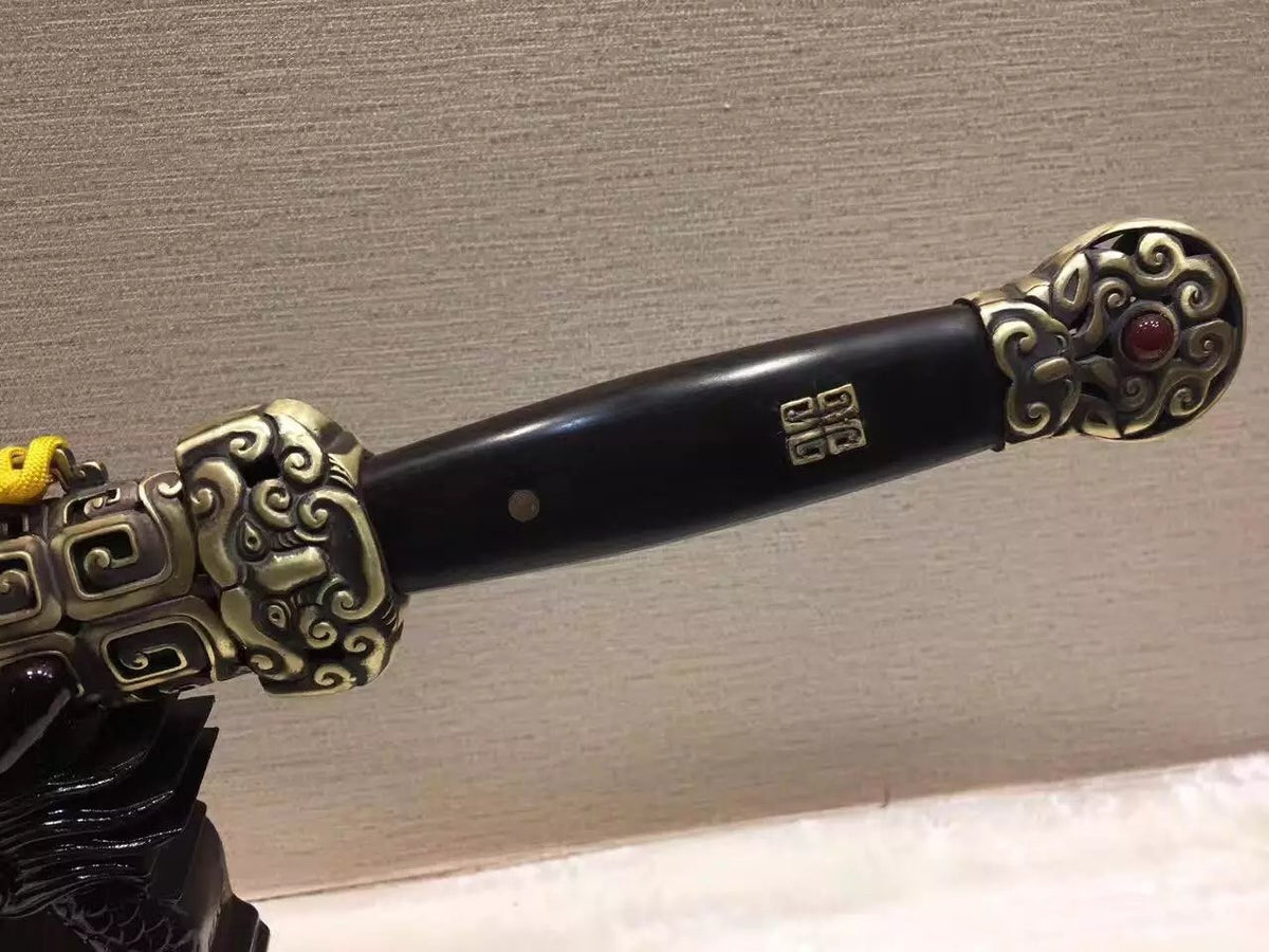 Chinese traditional sword,Damascus steel blade,Ebony,Copper fitting,Length 30" - Chinese sword shop