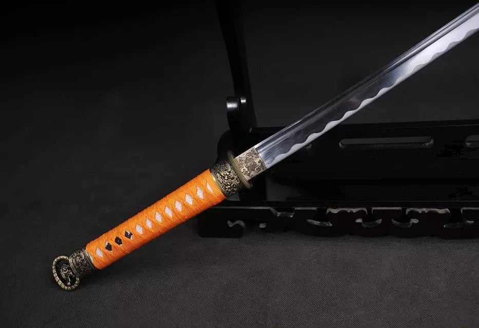 Samurai sword,Nihontou,Medium carbon steel,Wood scabbard,Alloy fitting,Full tang,Length 39 inch - Chinese sword shop
