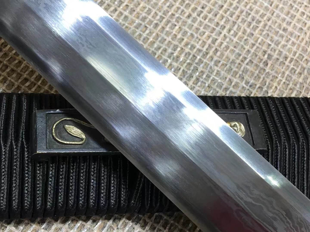 Han sword(Damascus steel octahedral bade,Black wood,Brass fittings)Length 41" - Chinese sword shop