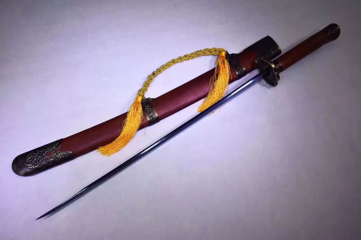 Broadsword,High carbon steel blue blade,Redwood,Alloy fittings - Chinese sword shop