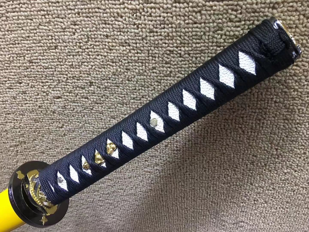 katana(Medium carbon steel blade,Yellow scabbard,Alloy fitted)Full tang - Chinese sword shop