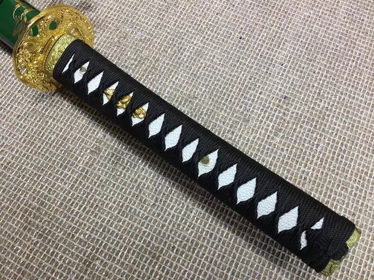 Samurai sword,Medium carbon steel,Green scabbard,Alloy fitted,Length 39 inch - Chinese sword shop