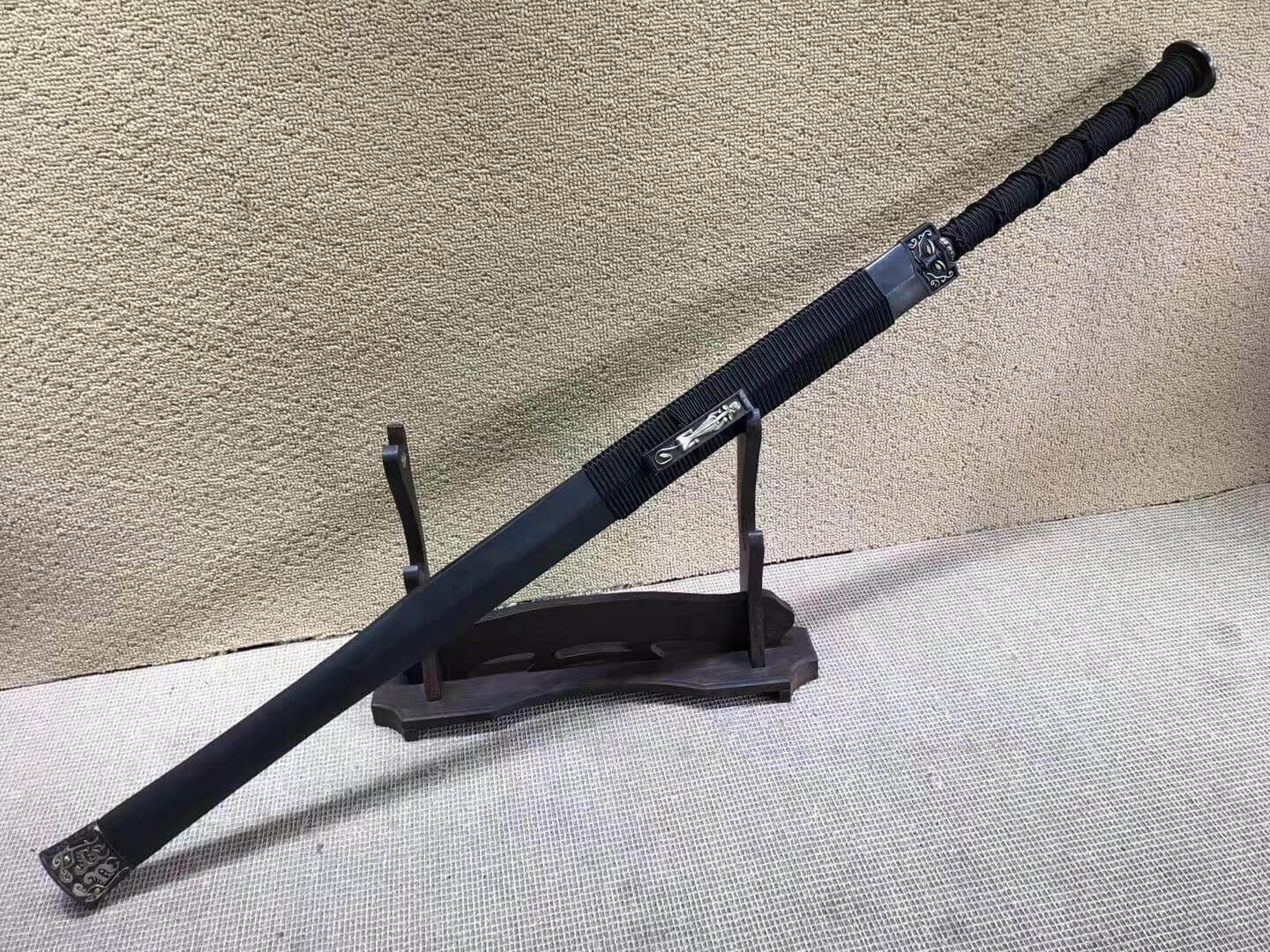 Han sword(Damascus steel octahedral bade,Black wood,Brass fittings)Length 41" - Chinese sword shop