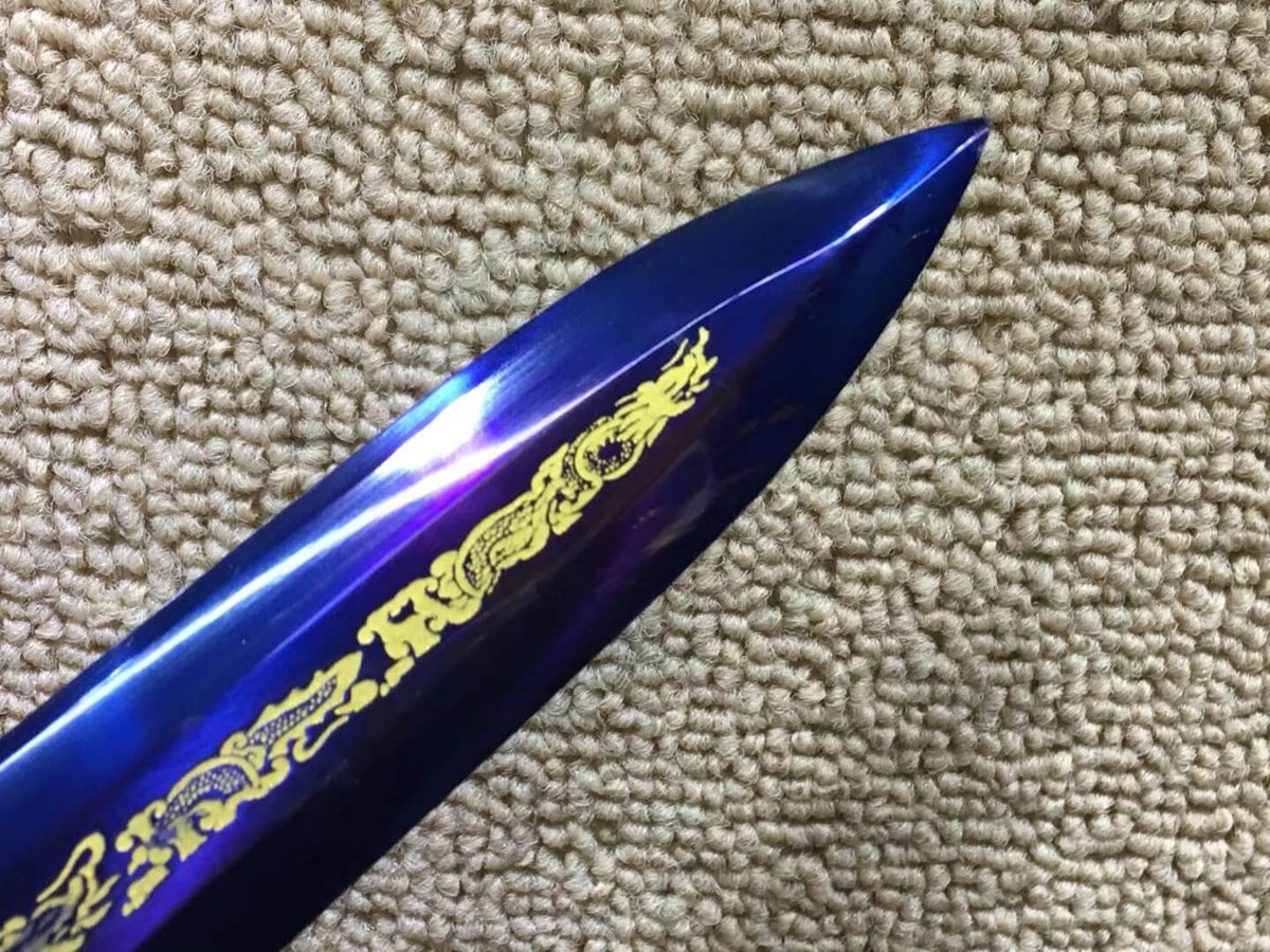 lion sword,High carbon steel blue blade,Black scabbard,Alloy fitting - Chinese sword shop