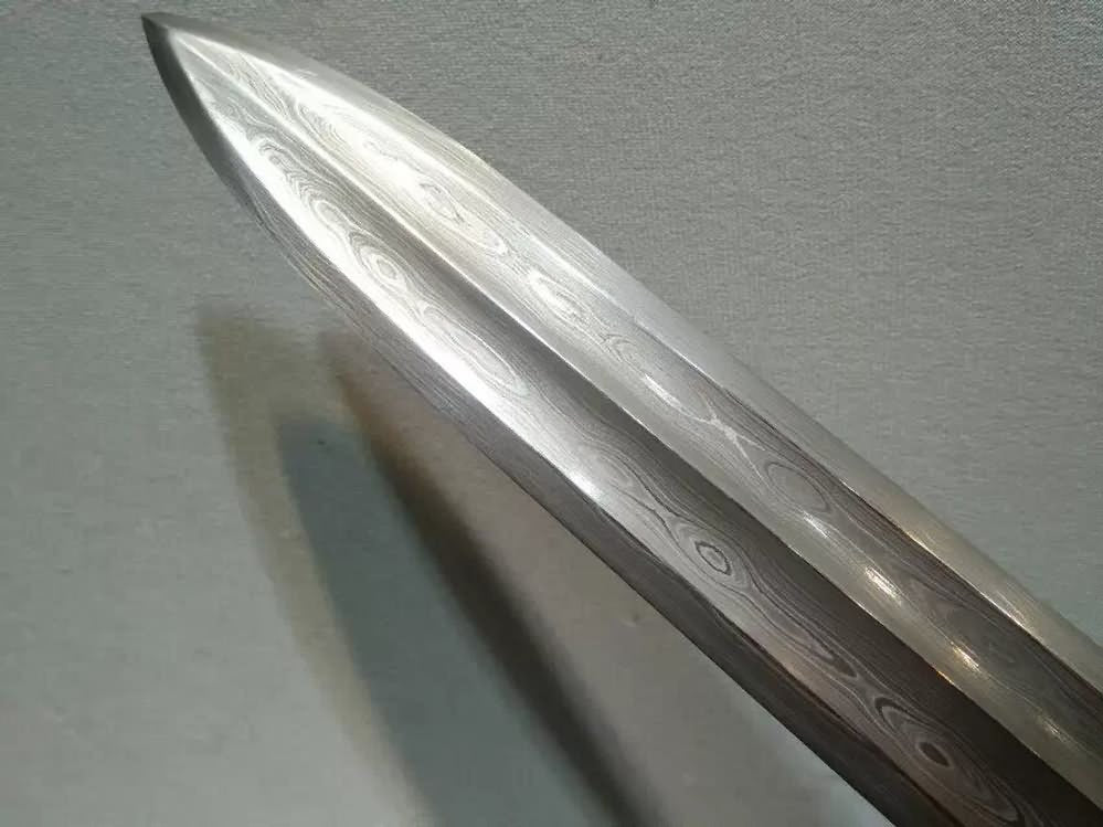 Hyakuhisa sword(Damascus steel bade,Black scabbard,Brass fittings)Length 29" - Chinese sword shop