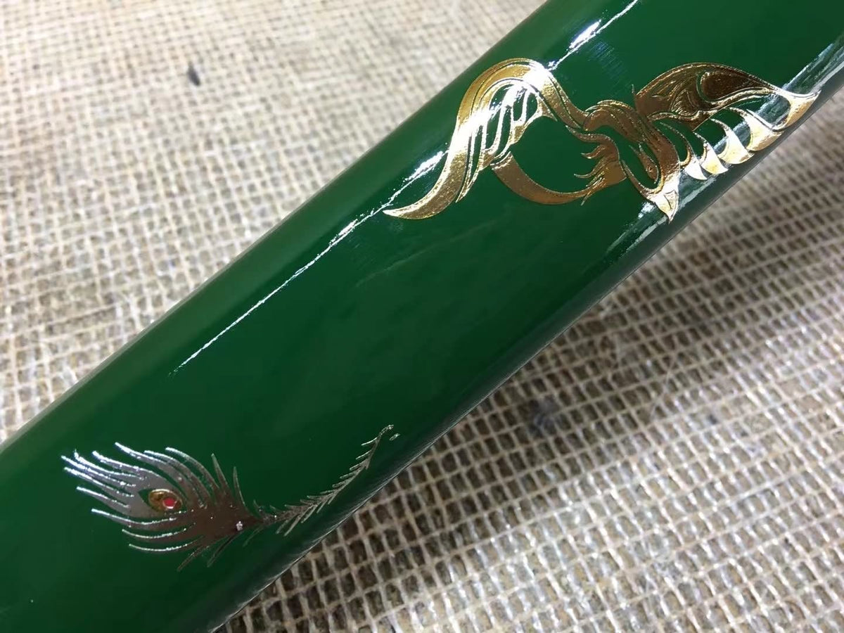 Samurai sword,Medium carbon steel,Green scabbard,Alloy fitted,Length 39 inch - Chinese sword shop