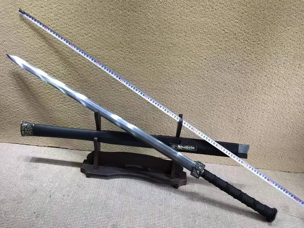 Han sword(Damascus steel octahedral bade,Black wood,Brass fittings)Length 41" - Chinese sword shop