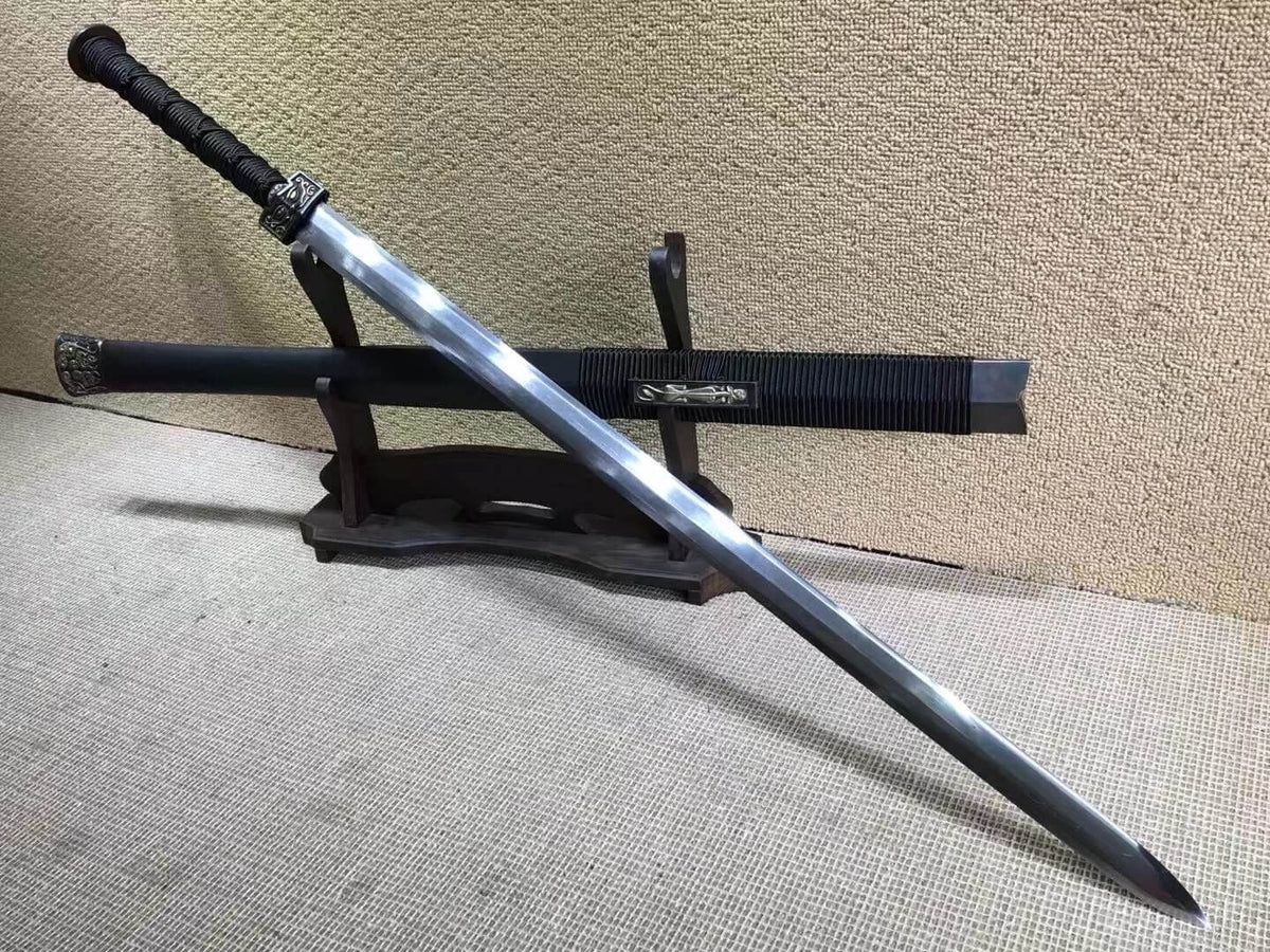 Han sword(Damascus steel octahedral bade,Black wood,Brass fittings)Length 41" - Chinese sword shop