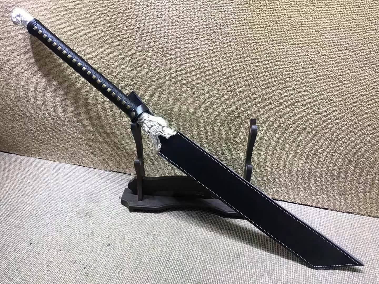 Pudao,High manganese steel blue blade,Leather scabbard - Chinese sword shop