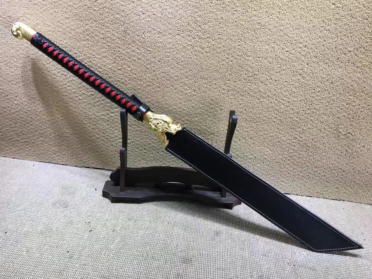 Long handled Broadsword,High manganese steel,Leathe scabbard - Chinese sword shop