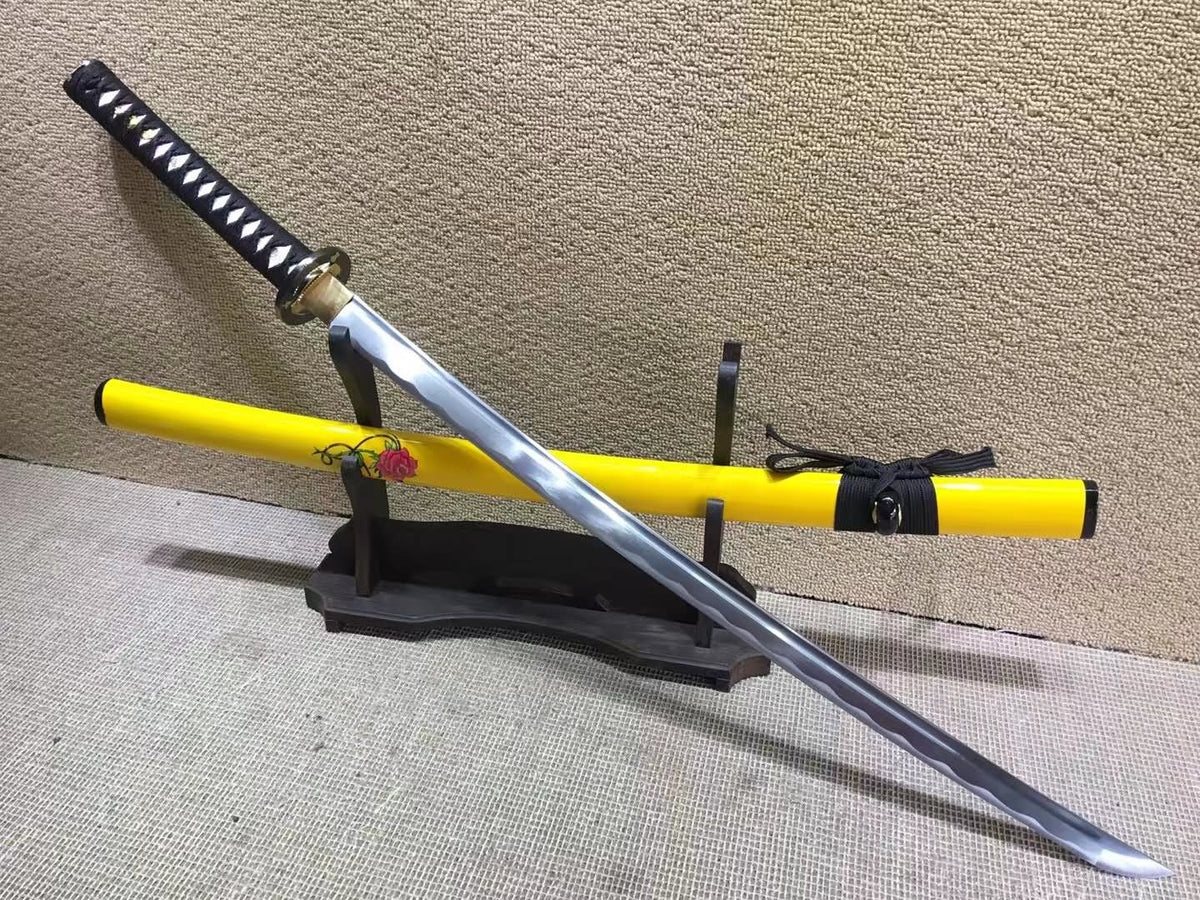 katana(Medium carbon steel blade,Yellow scabbard,Alloy fitted)Full tang - Chinese sword shop