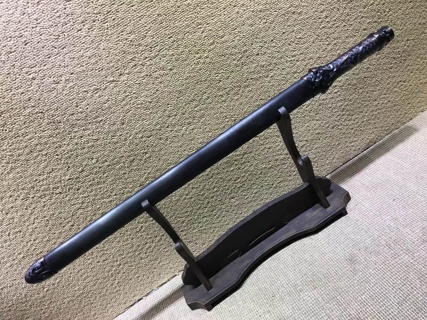 lion sword,High carbon steel blue blade,Black scabbard,Alloy fitting - Chinese sword shop