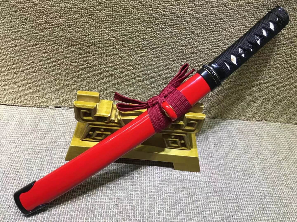 Wakizashi(High manganese steel,Red scabbard,Alloy fitted)Length 21" - Chinese sword shop