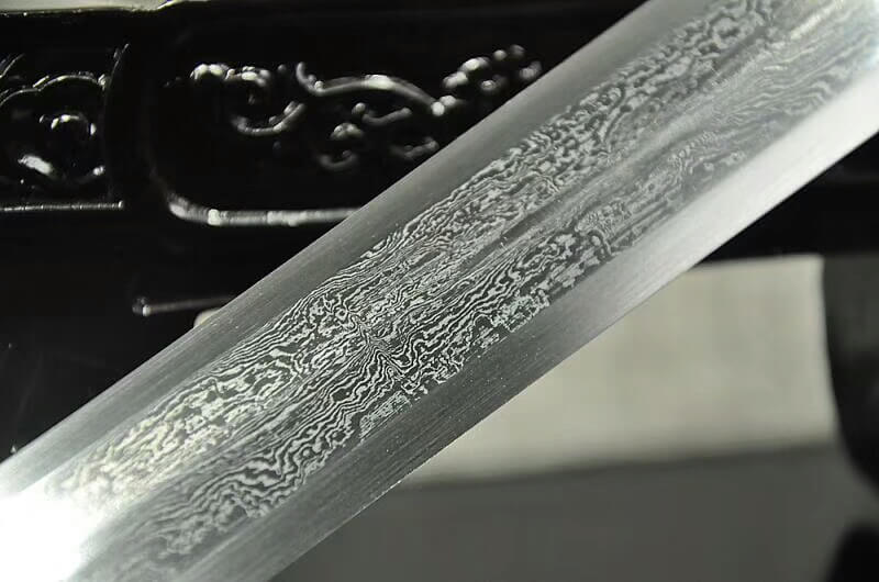 Qin jian(Folded steel octahedral blade,Black scabbard,Alloy fittings)Length 30" - Chinese sword shop