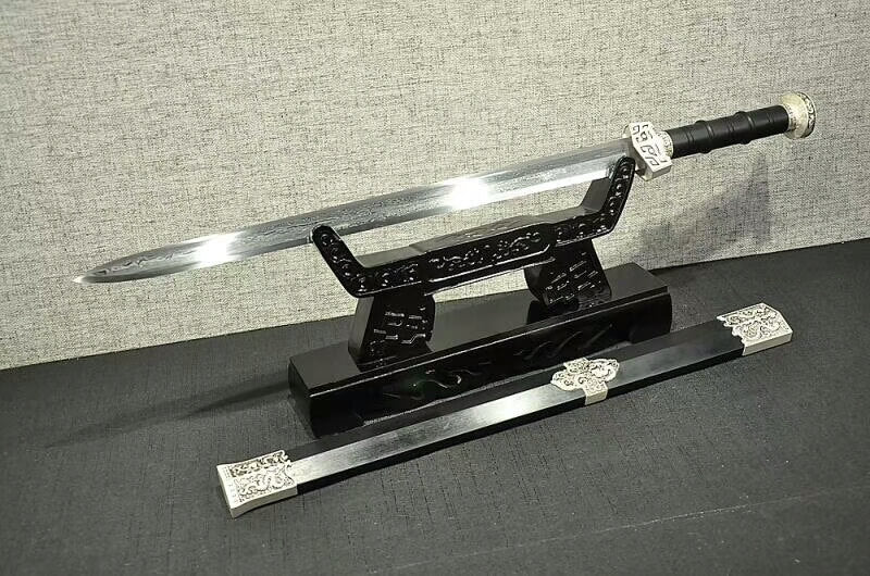 Qin jian(Folded steel octahedral blade,Black scabbard,Alloy fittings)Length 30" - Chinese sword shop