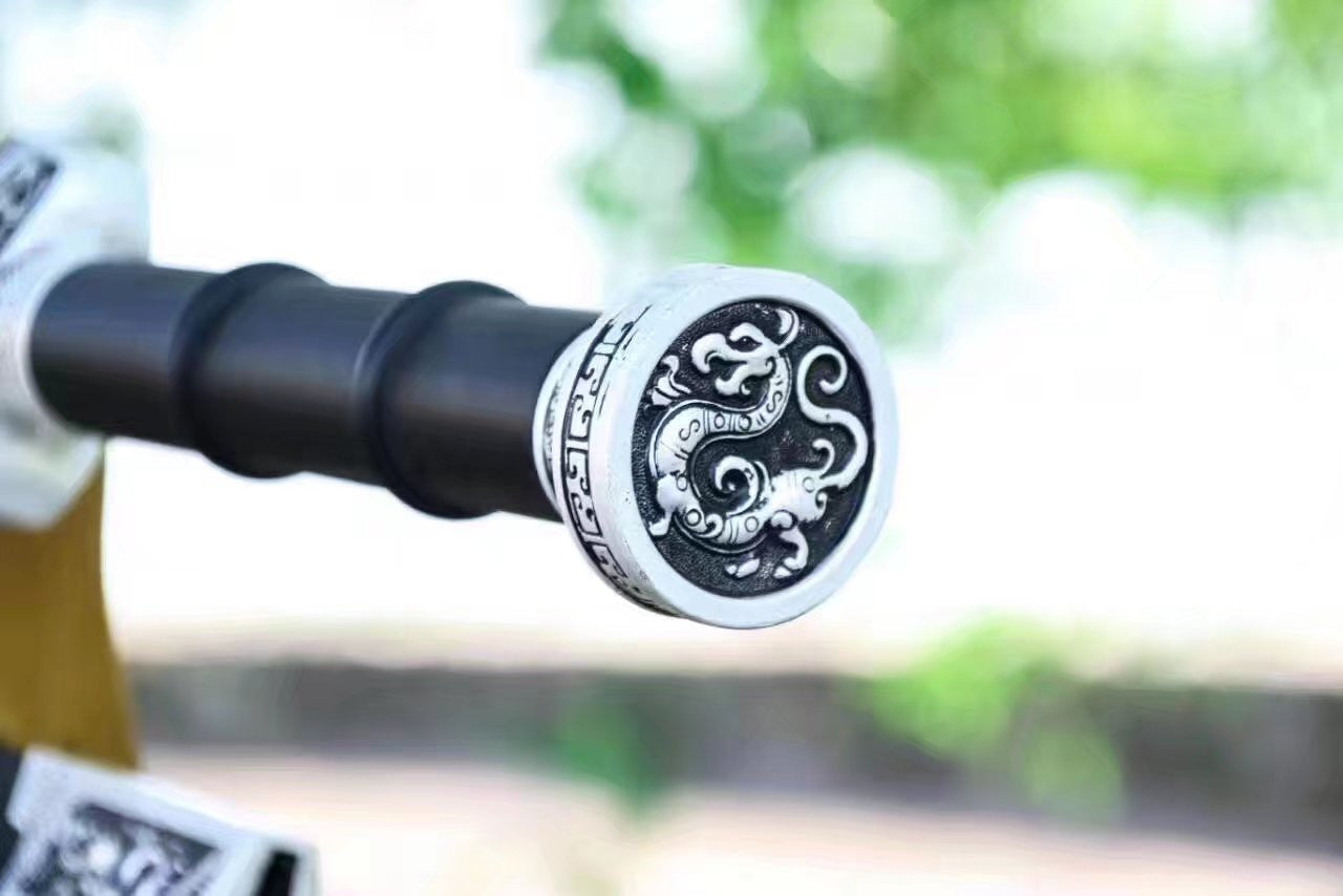 Qin sword,High manganese steel red blade,Black wood scabbard,Silver alloy fitting - Chinese sword shop